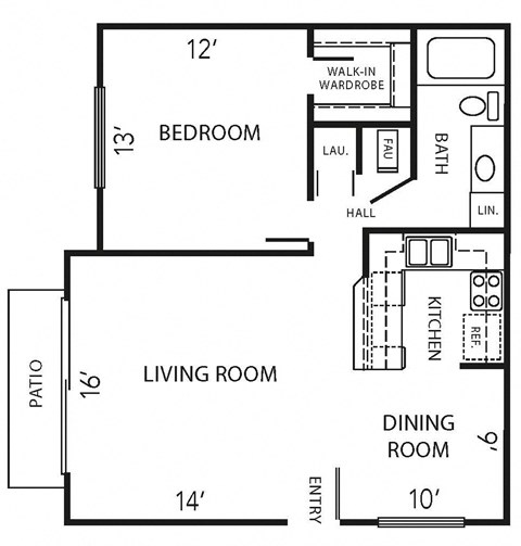 a floor plan of a house with a living room and a dining room